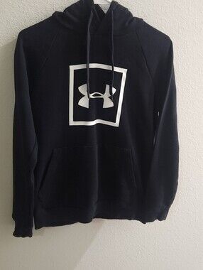 Under Armour Black Pullover Hoodie with White Logo